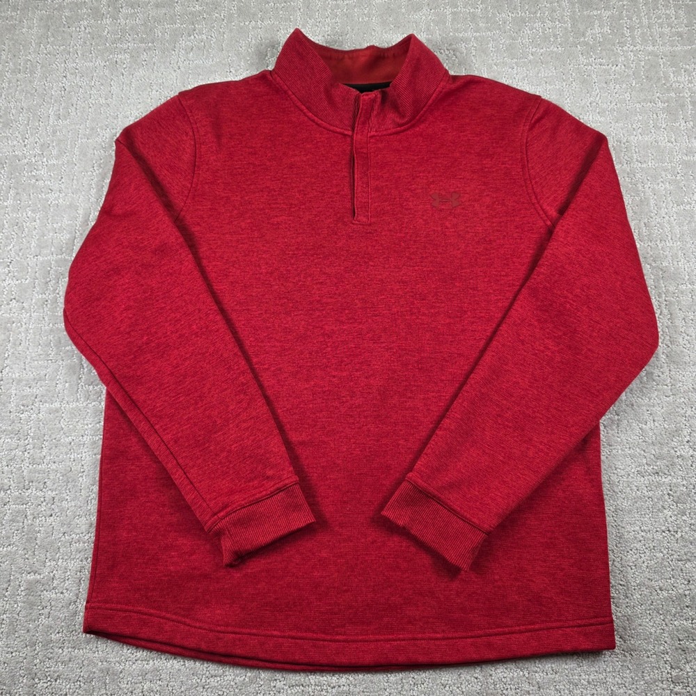 Under Armour Mens Red Storm ColdGear Quarter Zip Pullover Jacket Large Loose Fit